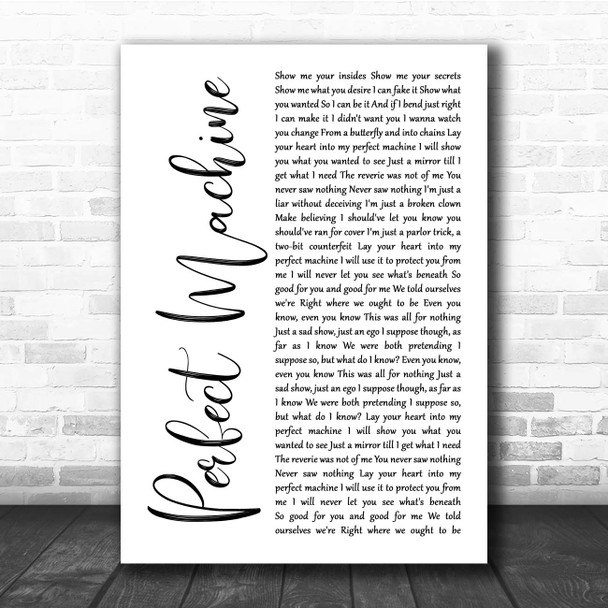 Starset Perfect Machine White Script Song Lyric Print