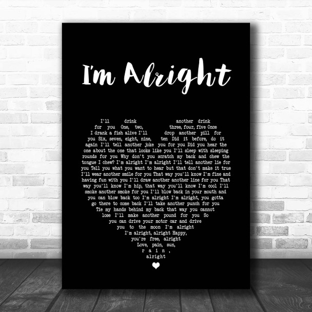 Stereophonics Im Alright Black Heart Song Lyric Print