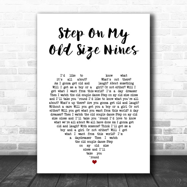 Stereophonics Step On My Old Size Nines White Heart Song Lyric Print