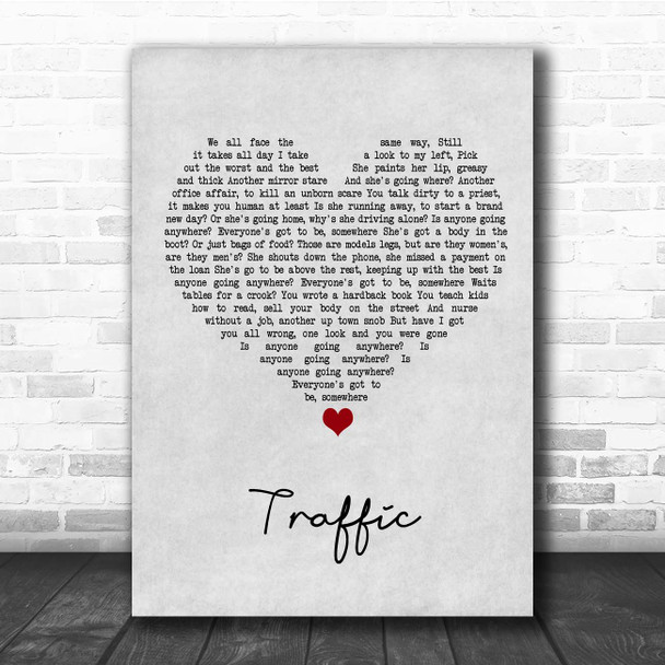 Stereophonics Traffic Grey Heart Song Lyric Print