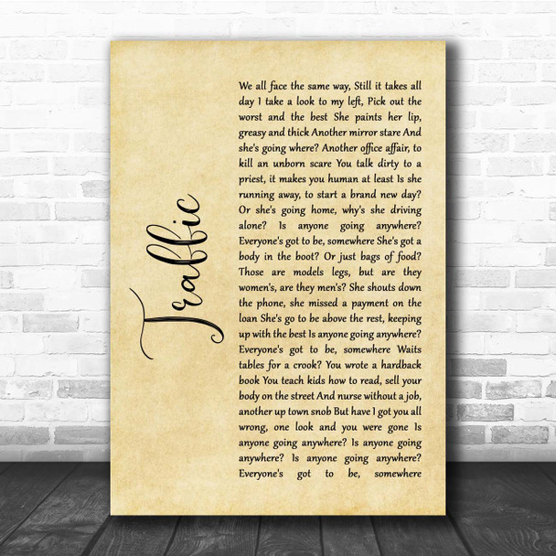 Stereophonics Traffic Rustic Script Song Lyric Print