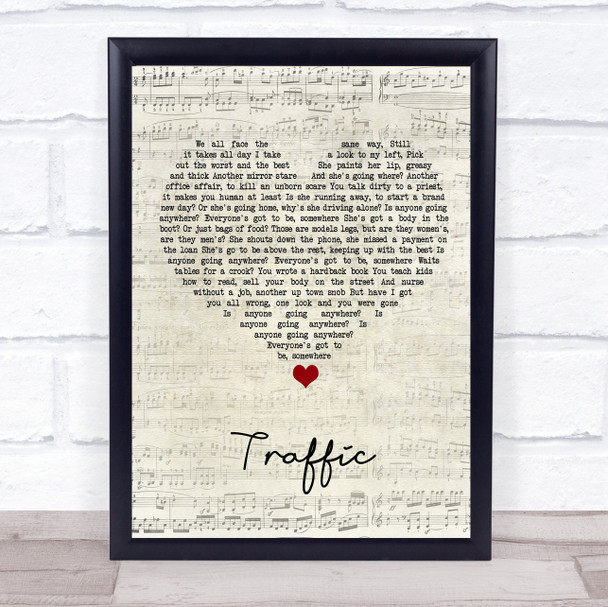 Stereophonics Traffic Script Heart Song Lyric Print