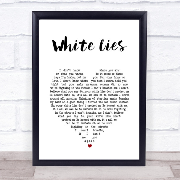 Stereophonics White Lies White Heart Song Lyric Print
