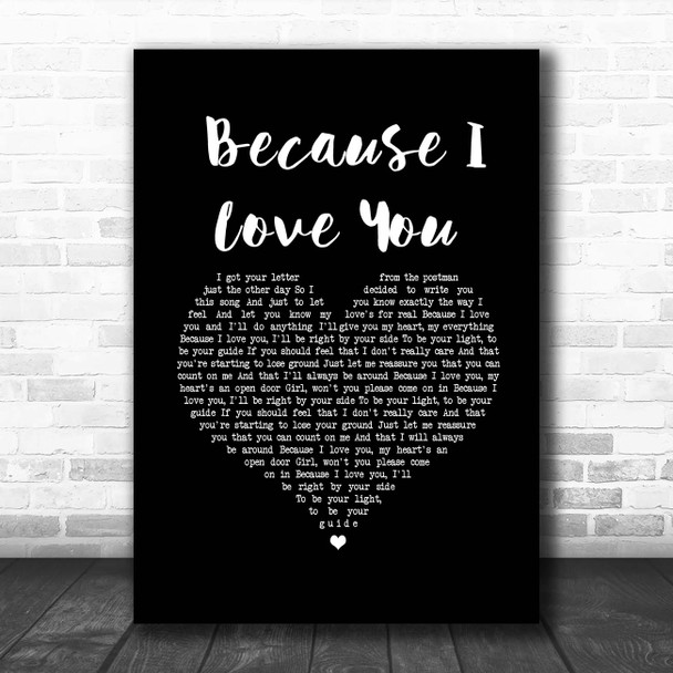 Stevie B Because I Love You (The Postman Song) Black Heart Song Lyric Print