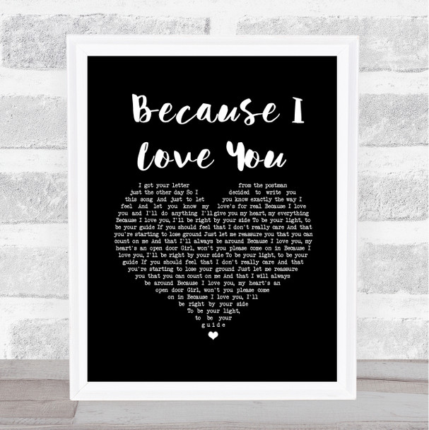 Stevie B Because I Love You (The Postman Song) Black Heart Song Lyric Print