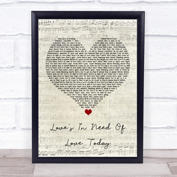 Stevie Wonder Love's In Need Of Love Today Script Heart Song Lyric Print