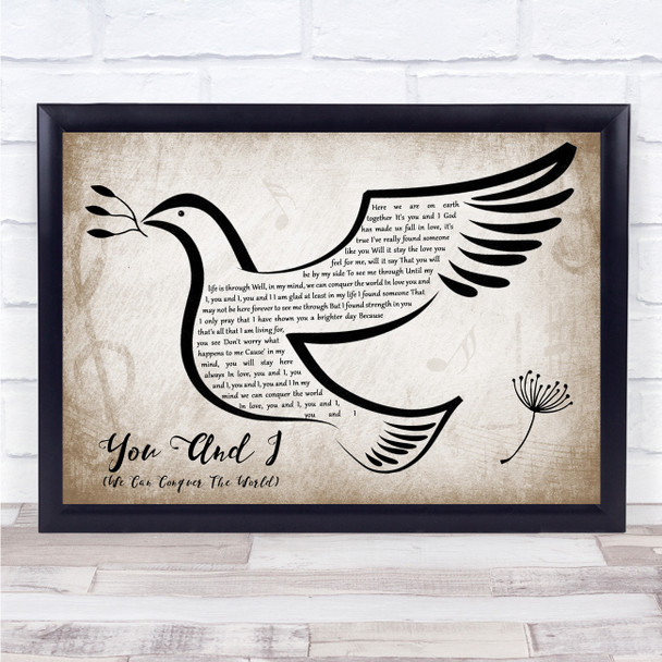Stevie Wonder You And I (We Can Conquer The World) Vintage Dove Bird Song Lyric Print