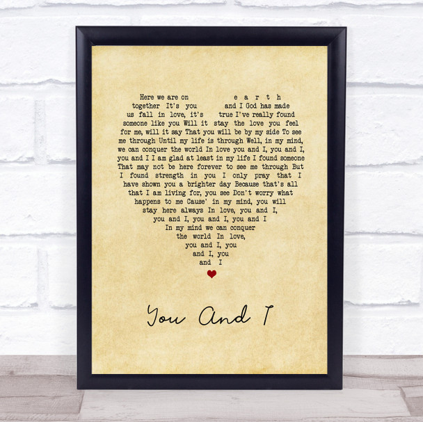 Stevie Wonder You And I Vintage Heart Song Lyric Print