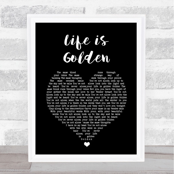 Suede Life is Golden Black Heart Song Lyric Print