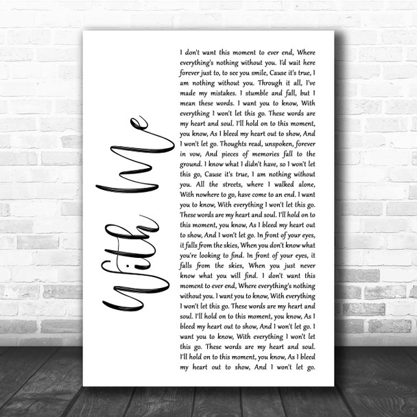 Sum 41 With Me White Script Song Lyric Print