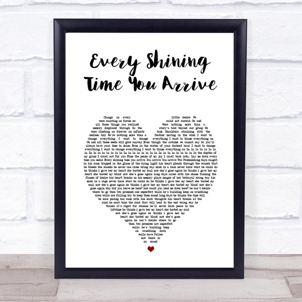 Sunny Day Real Estate Every Shining Time You Arrive White Heart Song Lyric Print