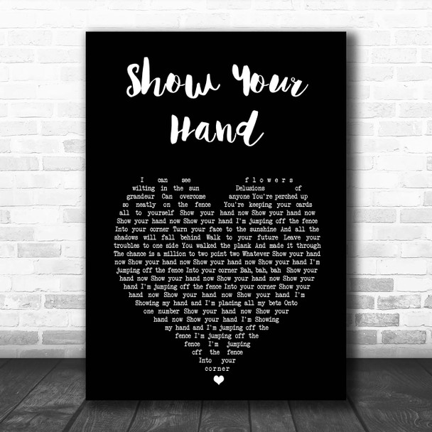 Super Furry Animals Show Your Hand Black Heart Song Lyric Print
