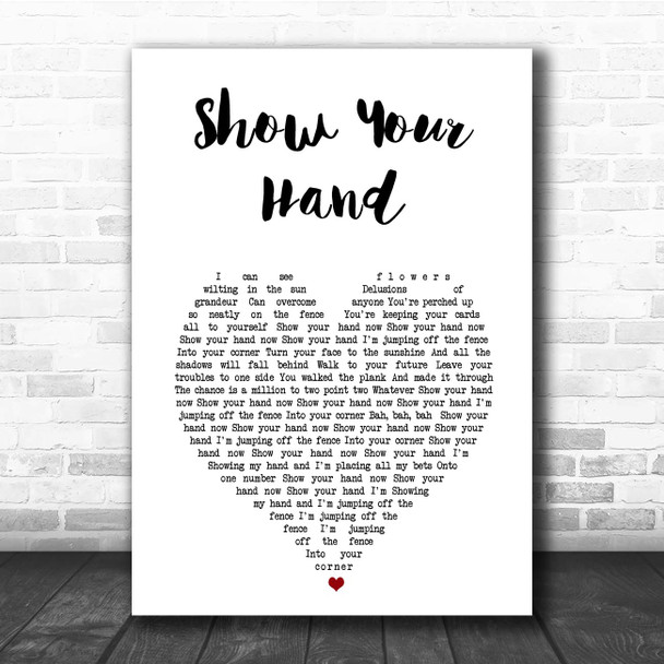 Super Furry Animals Show Your Hand White Heart Song Lyric Print