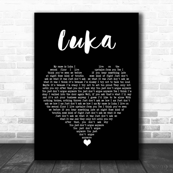 Suzanne Vega Luka Black Heart Song Lyric Print