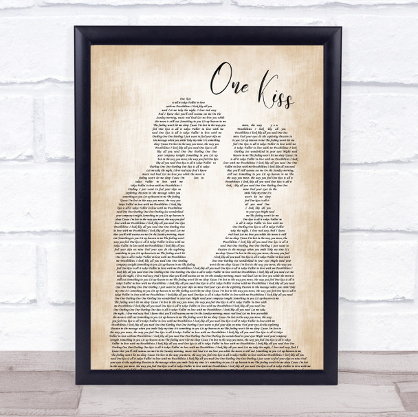 Calvin Harris & Dua Lipa One Kiss Song Lyric Man Lady Bride Groom Wedding Music Wall Art Print