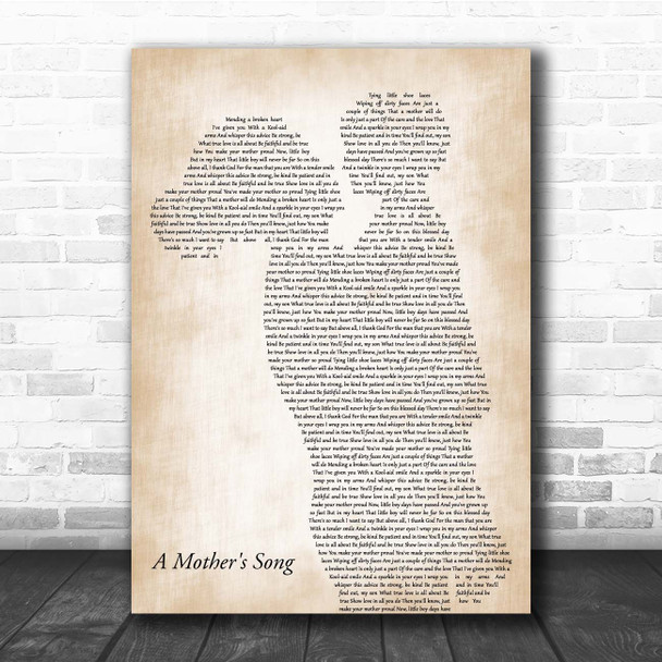 T Carter A Mother's Song Mother & Child Song Lyric Print