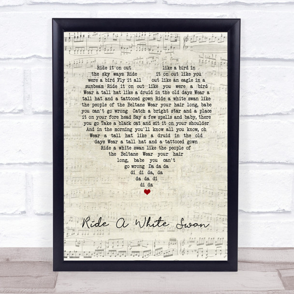 T. Rex Ride A White Swan Script Heart Song Lyric Print