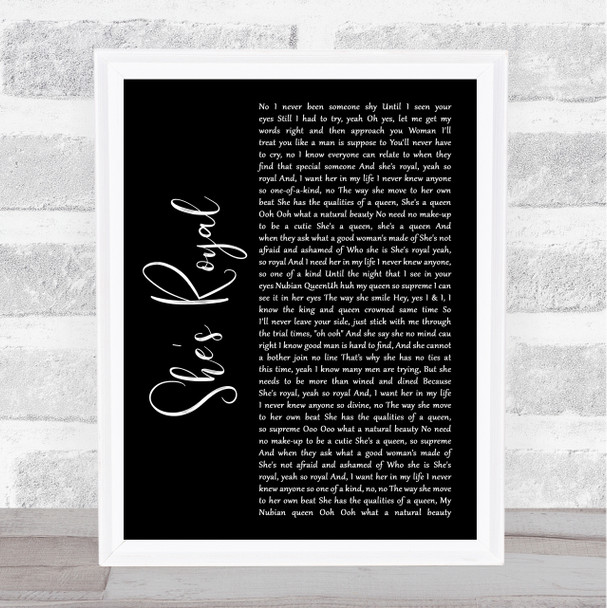 Tarrus Riley She's Royal Black Script Song Lyric Print