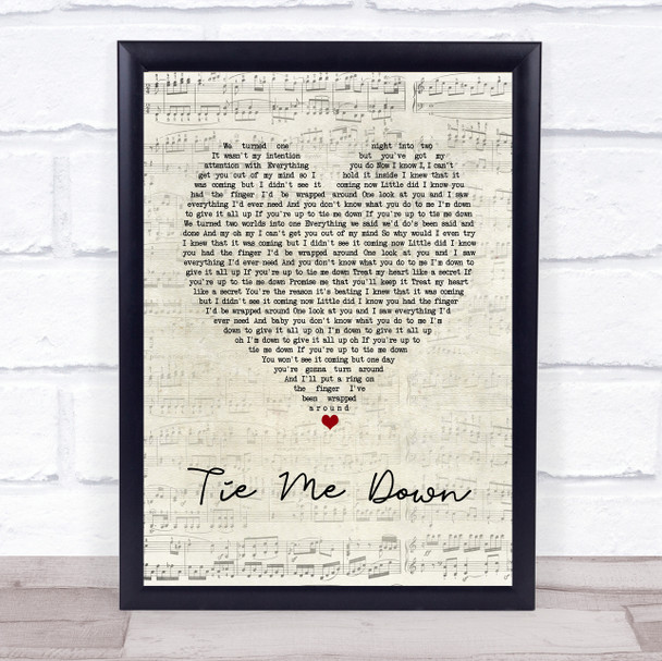 Taylor Ray Holbrook Tie Me Down Script Heart Song Lyric Print