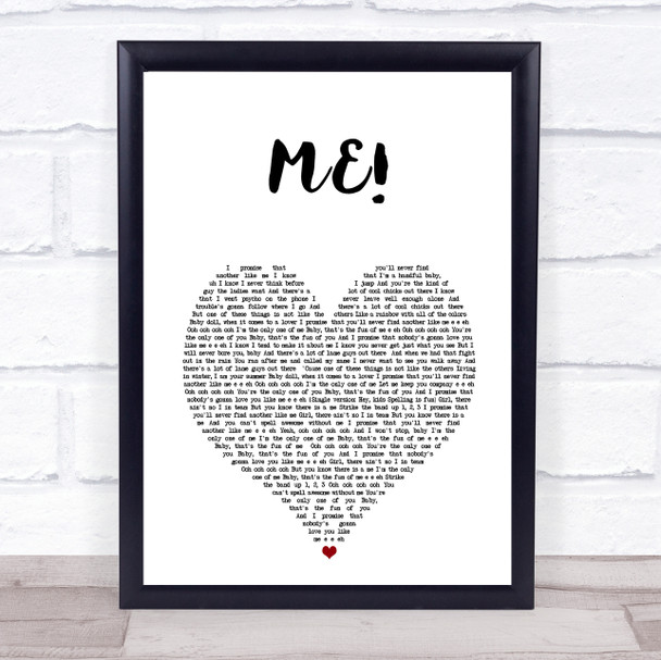 Taylor Swift (feat. Brendon Urie of Panic! At The Disco) ME! White Heart Song Lyric Print