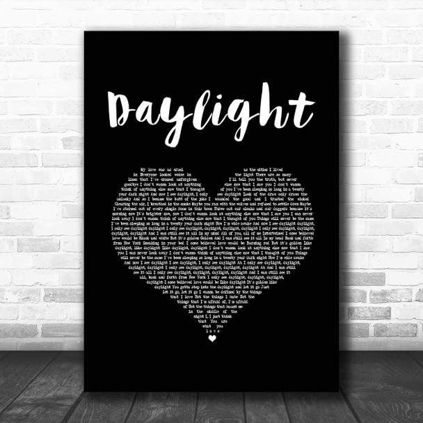 Taylor Swift Daylight Black Heart Song Lyric Print