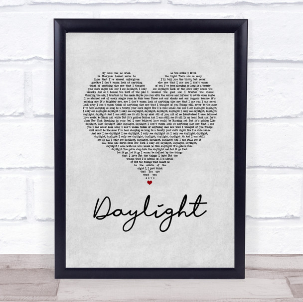 Taylor Swift Daylight Grey Heart Song Lyric Print