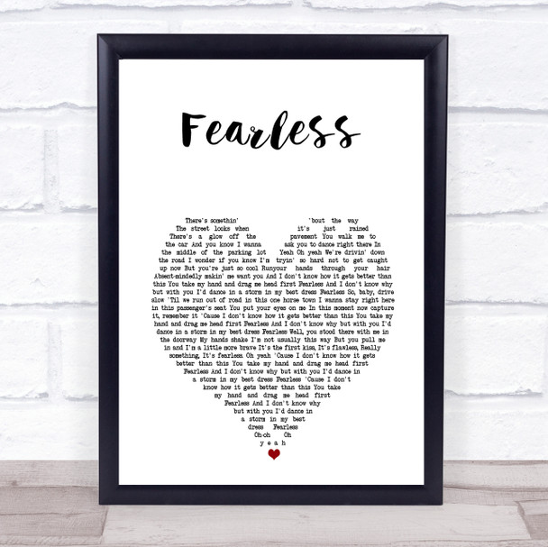 Taylor Swift Fearless White Heart Song Lyric Print