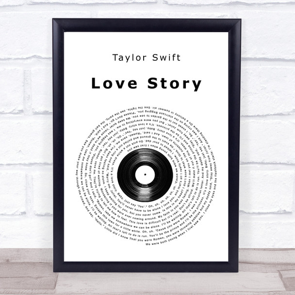 Taylor Swift Love Story Vinyl Record Song Lyric Print