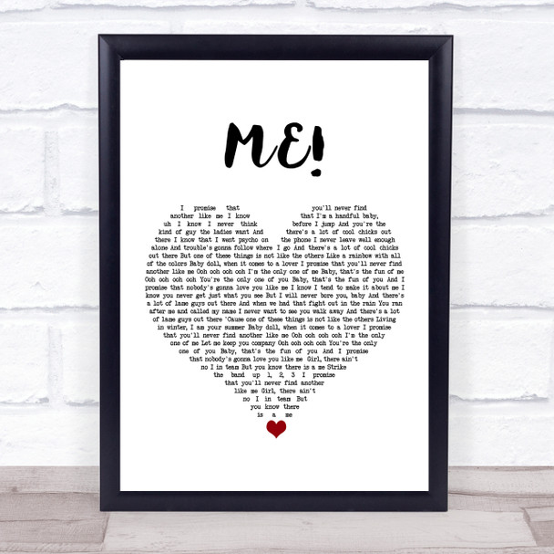 Taylor Swift ME White Heart Song Lyric Print