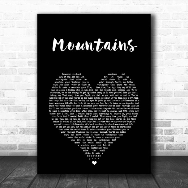 Tebi Mountains Black Heart Song Lyric Print