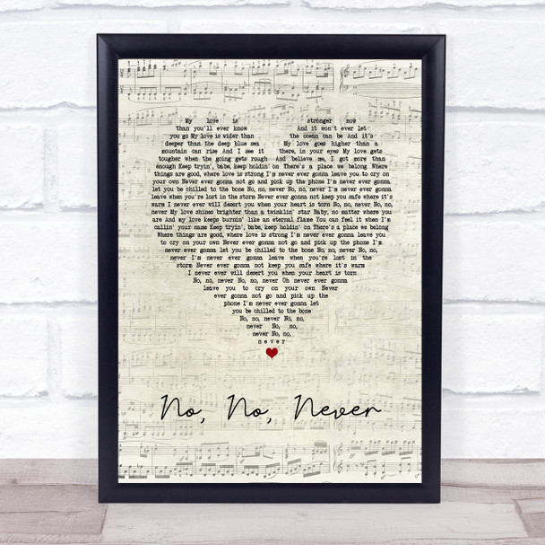 Texas Lightning No, No, Never Script Heart Song Lyric Print