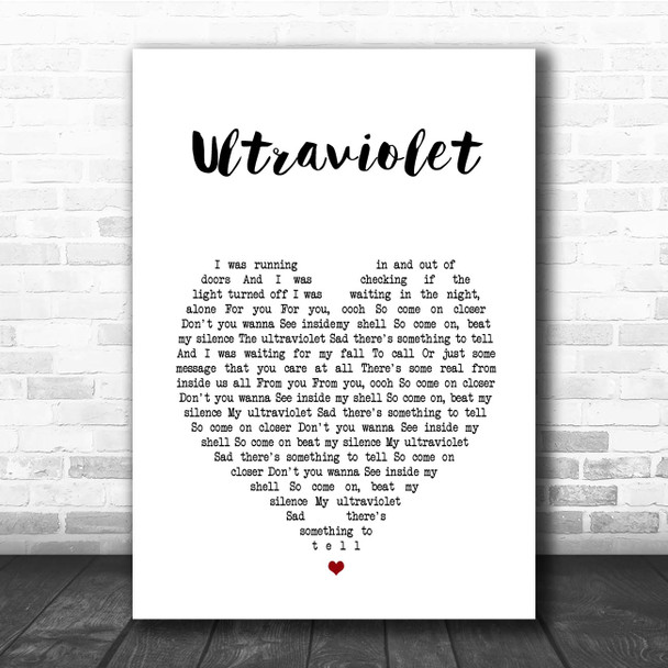 The Amazons Ultraviolet White Heart Song Lyric Print