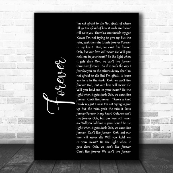 The Amity Affliction Forever Black Script Song Lyric Print