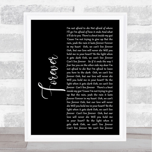 The Amity Affliction Forever Black Script Song Lyric Print