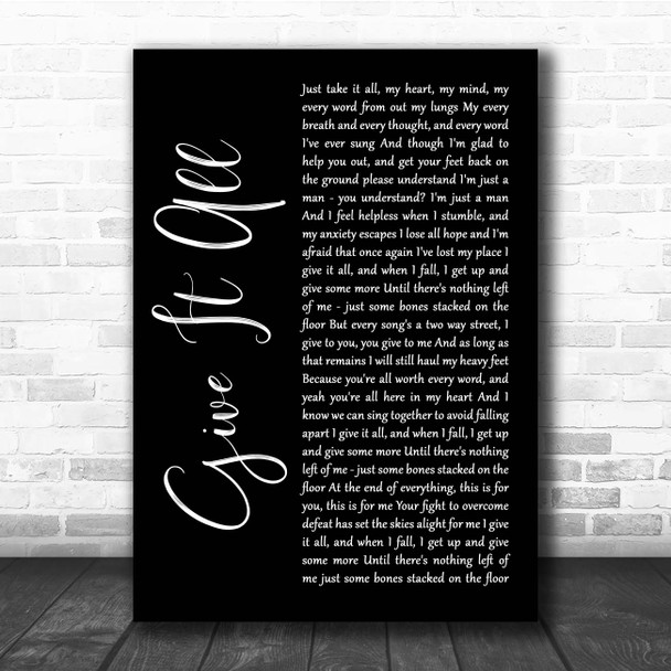 The Amity Affliction Give It All Black Script Song Lyric Print