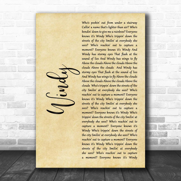 The Association Windy Rustic Script Song Lyric Print