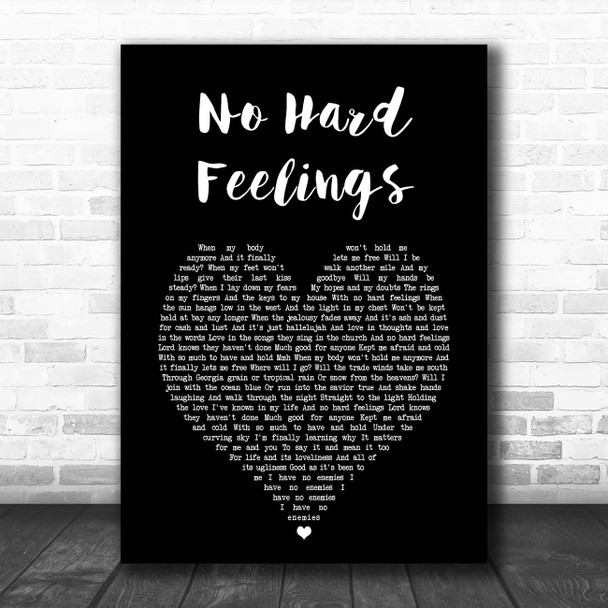 The Avett Brothers No Hard Feelings Black Heart Song Lyric Print