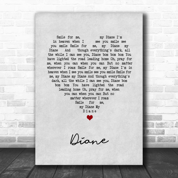 The Bachelors Diane Grey Heart Song Lyric Print