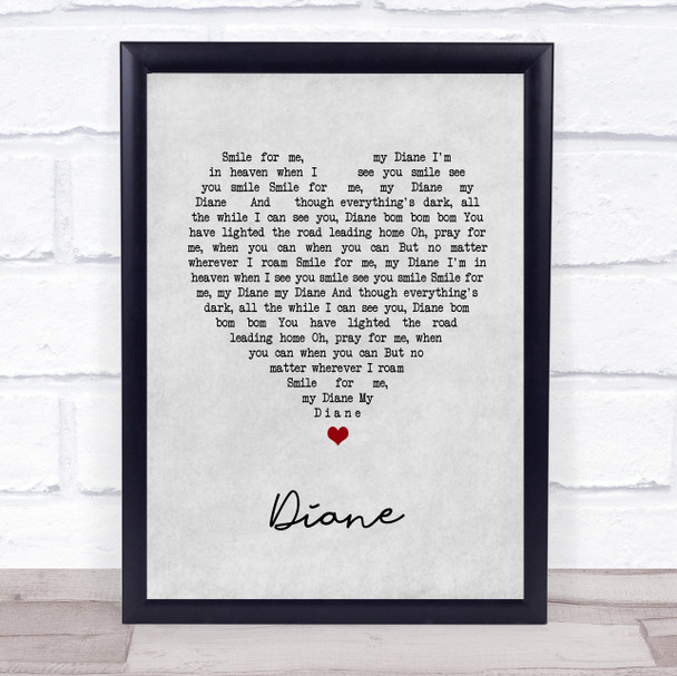 The Bachelors Diane Grey Heart Song Lyric Print