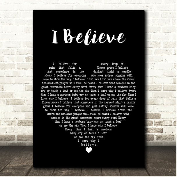 The Bachelors I Believe Black Heart Song Lyric Print