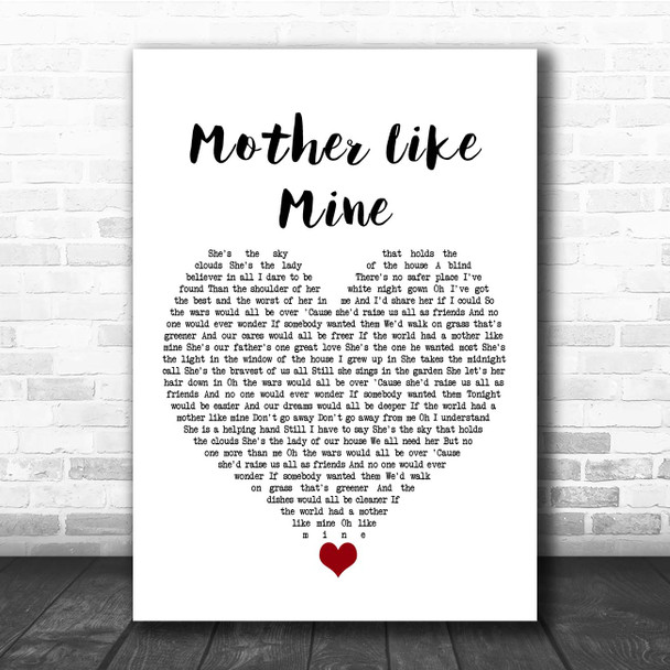 The Band Perry Mother Like Mine White Heart Song Lyric Print