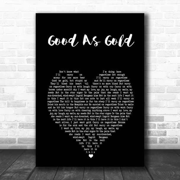 The Beautiful South Good As Gold (Stupid As Mud) Black Heart Song Lyric Print
