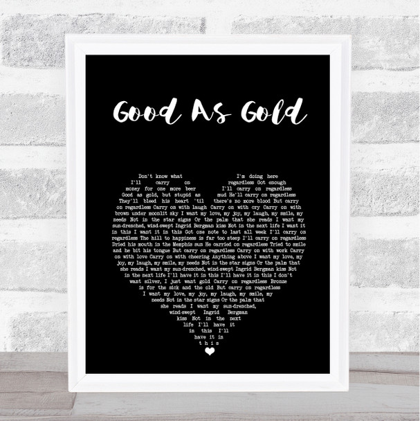 The Beautiful South Good As Gold (Stupid As Mud) Black Heart Song Lyric Print