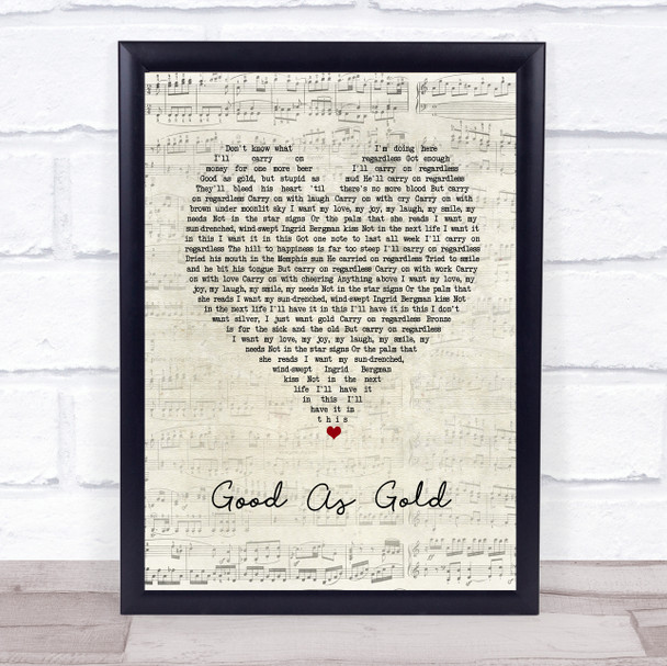 The Beautiful South Good As Gold (Stupid As Mud) Script Heart Song Lyric Print
