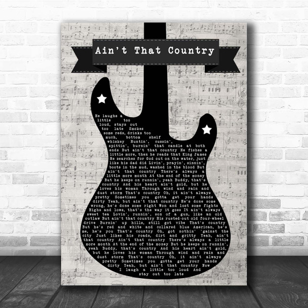 The Cadillac Three Ain't That Country Electric Guitar Music Script Song Lyric Print