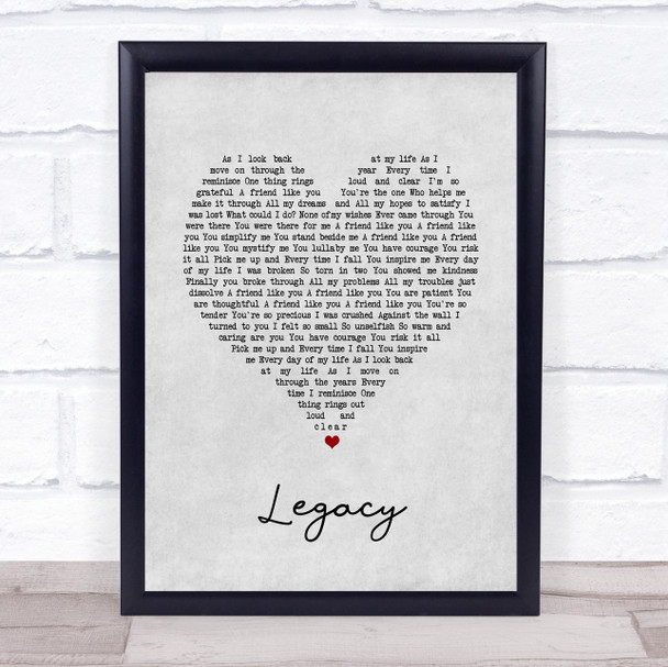 The Cadillac Three Legacy Grey Heart Song Lyric Print