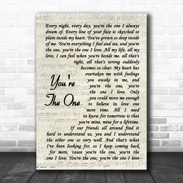 The Carpenters You're The One Vintage Script Song Lyric Print