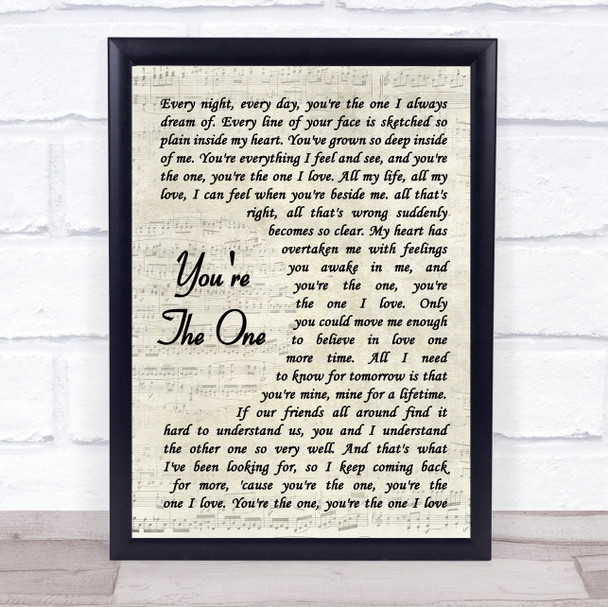 The Carpenters You're The One Vintage Script Song Lyric Print