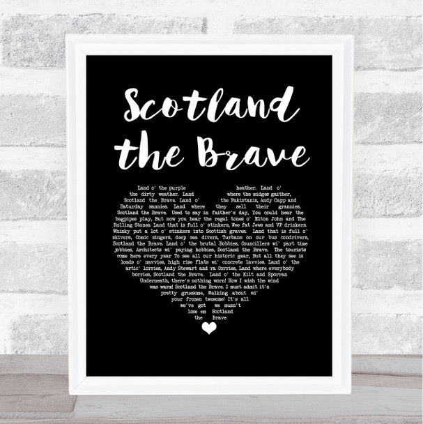 The Corries Scotland the Brave Black Heart Song Lyric Print