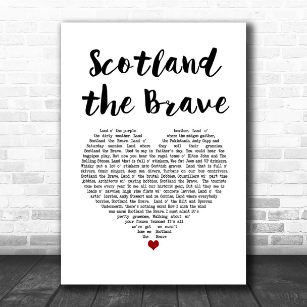 The Corries Scotland the Brave White Heart Song Lyric Print